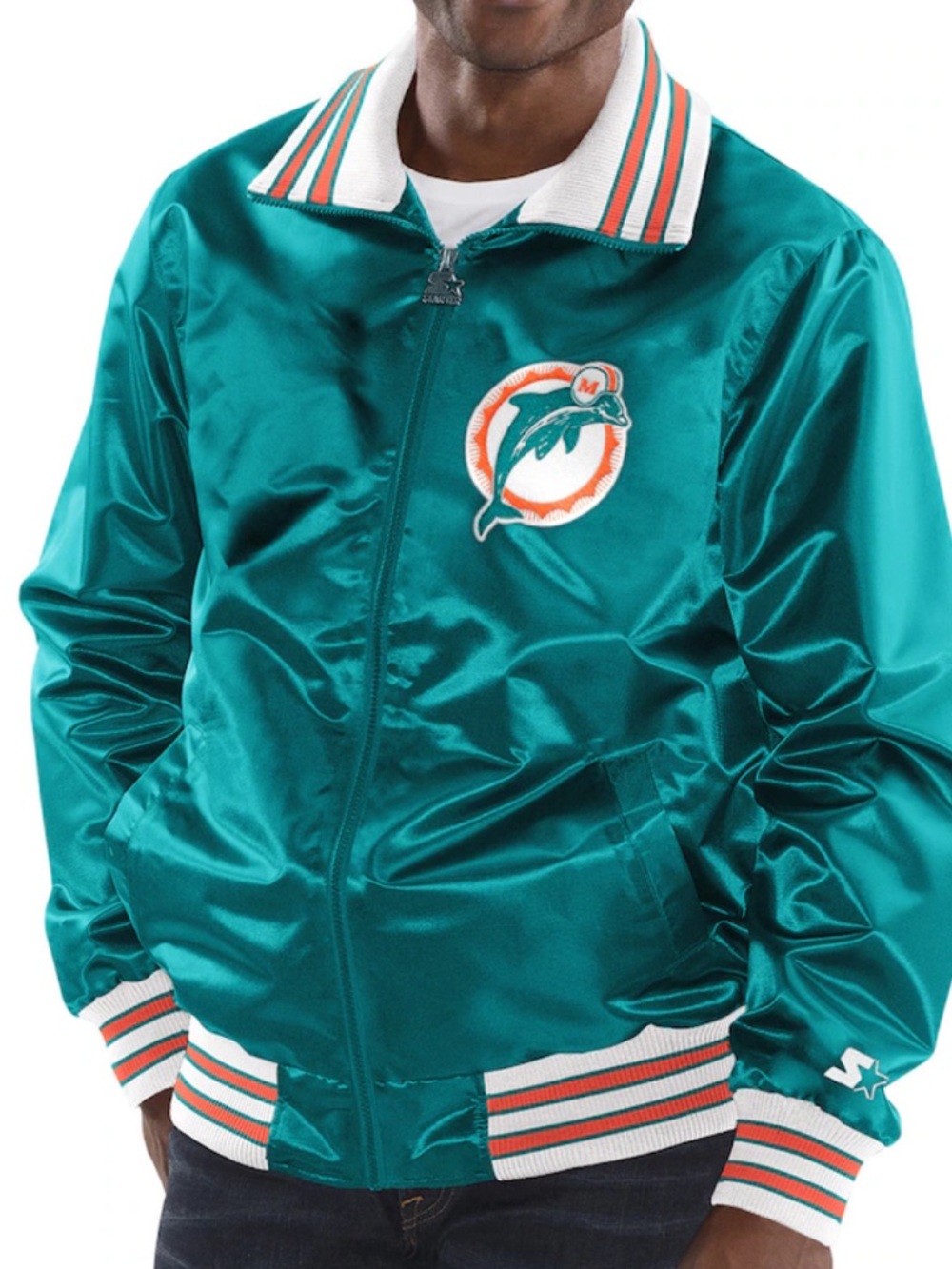 Starter Miami dolphins Teal silk Varsity Jacket with Team Logo XL